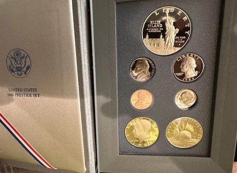 1986 Prestige US Mint Silver Proof 7 Coin set (OGP)  90% Silver Dollar  #6-82 Cover