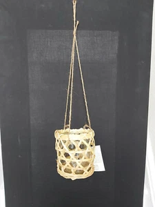 NATURAL WOVEN HANGING PLANTER / TEA LIGHT HOLDER - Picture 1 of 7