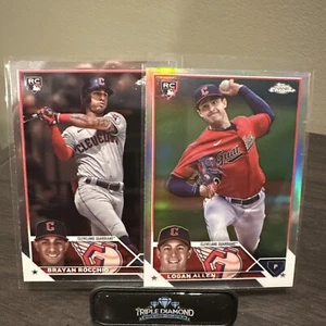 2023 Topps Chrom Update Cleveland Guardians Rookies Logan Allen, Brayan Rocchio - Bild 1 von 2