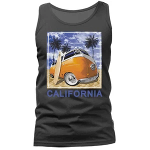 Surfing Bus Fish Eye Palm Tree Graphic Tank Top - Picture 1 of 11