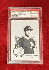 1985 CHONG MARK MCGWIRE ROOKIE RC  MODESTO A'S PSA 10 🔥 HOT MINOR LEAGUE 