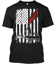 Bow Fishing American Flag T S T-Shirt Made in the USA Size to 5XL