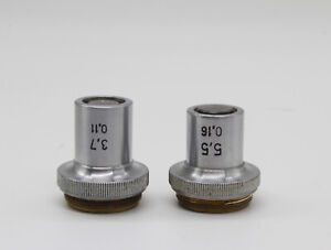 LOMO Microscope Objective Pair 3.7x and 5.5x AS IS #AR15