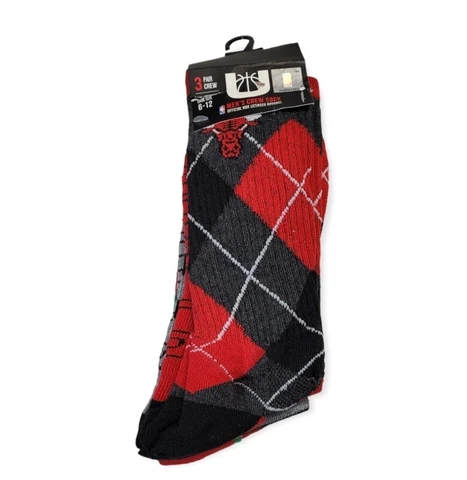 Unk Men's NBA Chicago Bulls Crew Socks 3 Pairs Size 6-12 Argyle Christmas New Cover