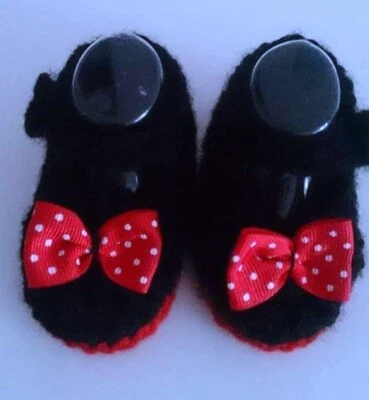 Minnie MARY JANES BABY BOOTIES BLACK  - Image 1 of 3