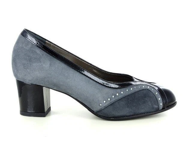 1185  CONFORT SCARPA DONNA DECOLTE'  INVERNALE TACCO 50 COL  GRIGIO NERO VERA PE - Immagine 1 di 1