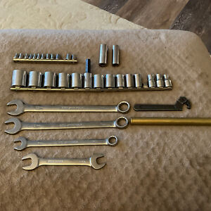 ARMSTRONG TOOLS Lot Of (34) wrenches  1/2” 1/4” 3/8” Sockets & More