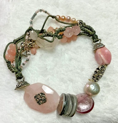 Brazalete Silpada Reef Elastizado Rosa Piedras Preciosas y Plata de Ley Foto 1 de 4