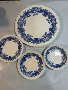 Conjunto de 4 piezas vintage de madera de cuña etruria inglaterra azul floral - Imagen 1 de 6