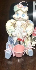 Muñeca Gato Porcelana Ojos Azules Estilo Primavera Ropa Hecha a Mano Años 80-90’s De Colección - Imagen 1 de 5