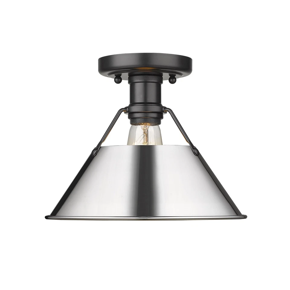 Golden Lighting 3306-FM BLK-CH Orwell montagem embutida, preto fosco com cromo Sh... - Imagem 1 de 4