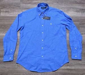 Polo Ralph Lauren Men's Medium Classic Fit Blue Linen Cotton Long Sleeve Shirt M - Imagen 1 de 7