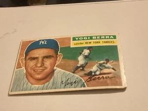 1956 Topps Yogi Berra Baseball Card #110 New York Yankees Catcher Gray Back -VG - Picture 1 of 2