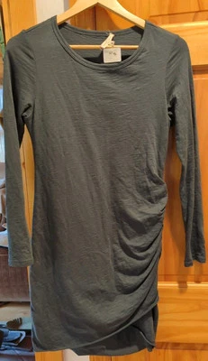 NWT Vestido camisero Wasabi Mint Talla S Verde bosque Ajustado Scrunch Midi Hecho en USA Foto 1 de 3