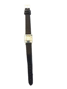 Swarovski Crystal Bracelet Black Textured Leather Band, Signed - Picture 1 of 6