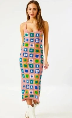 Maxi vestido bordado colorido de ganchillo Forever 21 para mujer talla L Foto 1 de 4