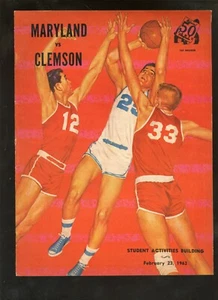 Feb 23 1963 NCAA Basketball Program Clemson at Maryland EX+ - Picture 1 of 1