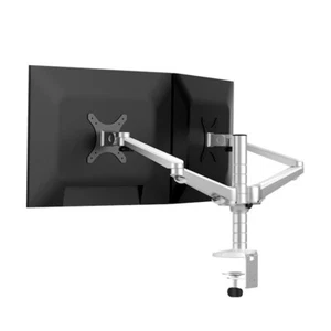 ADJUSTABLE ALUMINIUM DUAL LCD LED DESK MONITOR STAND BRACKET - Picture 1 of 7
