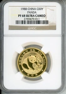 1988-P 50Y PROOF GOLD 1/2 Oz. Chinese PANDA NGC PR68 PF68 CHINA G50Y 50 Yuan - Picture 1 of 2