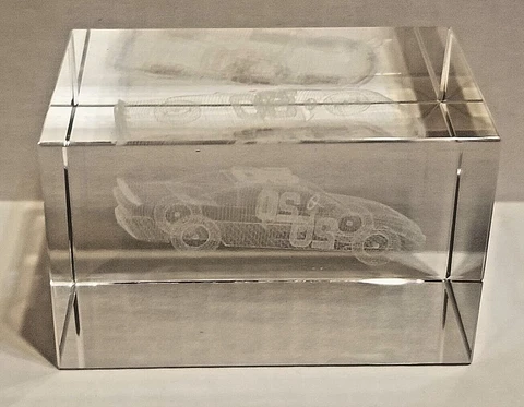 Nascar TONY STEWART Glass Paperweight Cube Hologram Race Car #20 Cover