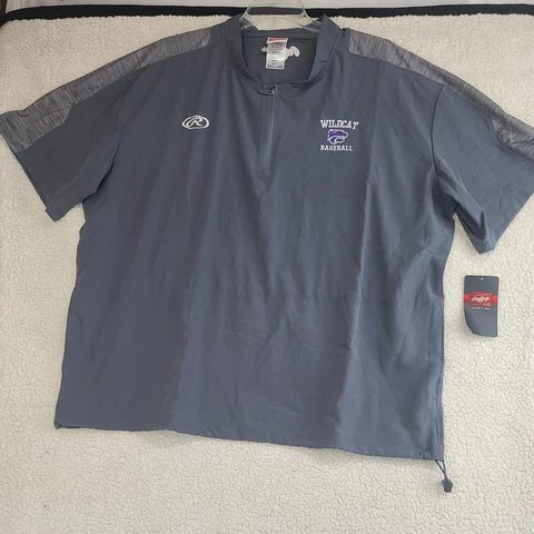 Kansas State Wildcats Baseball Jacket Mens XL 2XL Gray Purple 1/4 Zip Pullover Cover