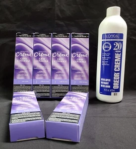 L'OREAL Gray Coverage 7 Dark Blonde (6 Pack) 1.74 oz & 16oz 20 Vol Oreor Creme - Picture 1 of 3