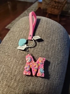 Claire's Kid's Unicorn Key Chain With Heart Monogram Initial " M " New C - Picture 1 of 7