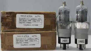6J7G Sylvania NOS NIB Black Base Made in U.S.A Amplitrex tested 1MP #1146001/2 - Picture 1 of 8