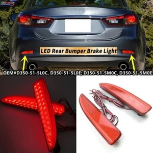 2x LED Red Lens Bumper Reflector Tail Stop Brake Light For Mazda 5 6 Mazda 3 4DR - Picture 1 of 24