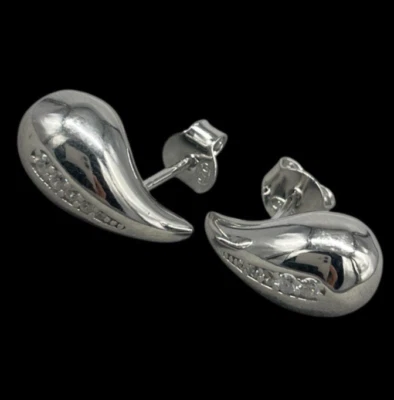 Orecchini Donna firmati a goccia a bottone Argento 925 eleganti con punti luce - Immagine 1 di 4