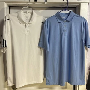 Lot Of 2 Mens Sz M Adidas Climalite White & Nike Golf Tour Performance DriFit - Picture 1 of 11