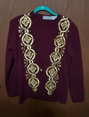 Marisa Christina Embellished Nylon Angora Rabbit Hair Wool Sweater Sz S TubH3 - Image 1 of 3