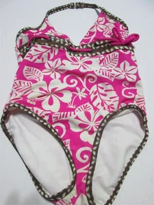Angel Beach Kids Girls Size 5 One Piece Swimsuit Pink Halter Floral Beachwear - Picture 1 of 5