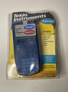 Texas Instruments Graphing Calculator TI-83 Plus Clear Blue w/ Cover & Manual - Picture 1 of 11