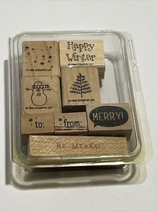 8 Piece Wooden Christmas Stamps. (Includes Some Stampin Up 1994 Pieces) - Picture 1 of 4