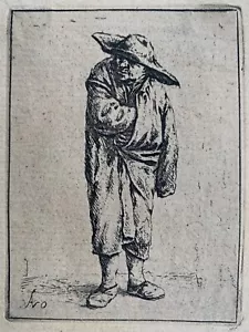 Adriaen van OSTADE "Peasant with his hand in his cloak" 1638? Etching - Picture 1 of 3