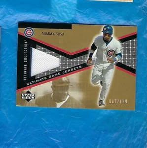 SAMMY SOSA 2002 ULTIMATE JERSEY GAME USED + 2001 FLEER PREMIUM GAME USED BASE ! - Picture 1 of 2