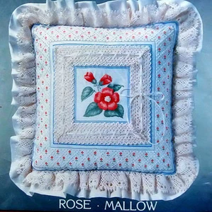 * Cathy Vintage Embroidery Candlewicking Pillow Kit ~ ROSE MALLOW 12" NIP - Imagen 1 de 3