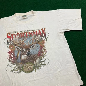 Vintage Deer Shirt Mens M White North American Sportsman Nature Wildlife 90s USA - Picture 1 of 14