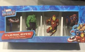 Marvel Heroes 16oz Glass Tumblers Set of 4 2010 Marvel Entertainment LLC - Picture 1 of 10