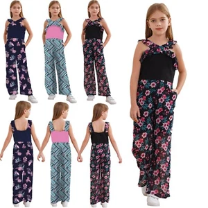 Kids Girl's Overalls Activity Rompers Sleeveless Jumpsuit Daily Leotard Dance - Picture 1 of 40