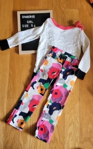 Gymboree Brightest In Class Flower Print Pants Sweater Size 5 6 - Picture 1 of 5