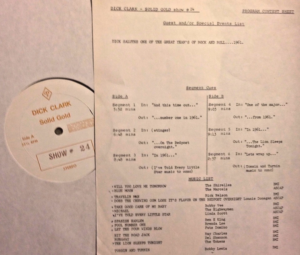 #24 DICK CLARK SOLID GOLD '61 HITS: FATS DOMINO, RICKY NELSON, BRENDA LEE,TOKENS - Image 1 of 1
