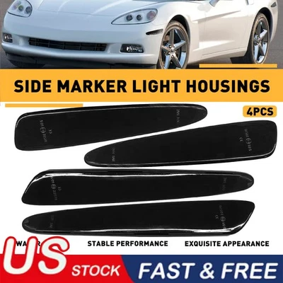For 05-13 Chevrolet Corvette C6 Smoked Lens Front + Rear Side Marker Lights 4PCS - Imagem 1 de 4