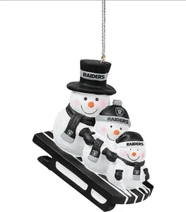 NFL Team Ornament Raiders Snowmen on Sled - Picture 1 of 3