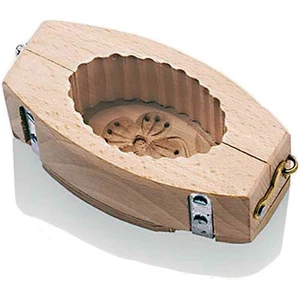 WORLD CUISINE WOODEN OVAL BUTTER MOLD WITH FLOWER IMPRINT 48294-02 - Picture 1 of 2