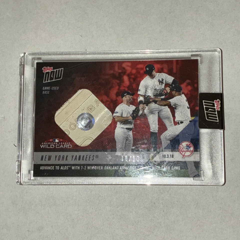 2018 Topps Now #839B 1/10 Yankees Advance to ALDS reliquia base usada en juegos con juez Foto 1 de 2