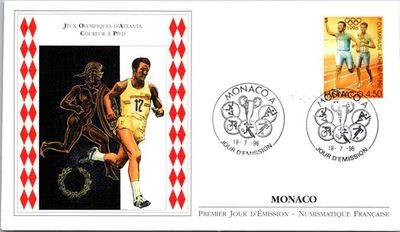 摩纳哥 FDC 1996 年亚特兰大奥运会跑步 - A03189 — 第 1/2 张图片