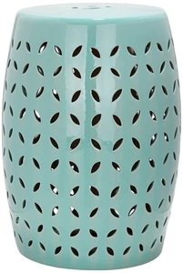 Safavieh Lattice Petal Robins Egg Blue Ceramic Garden Stool - Picture 1 of 2