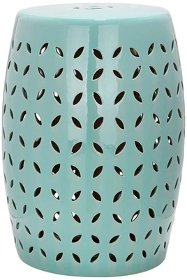 Safavieh Lattice Petal Robins Egg Blue Ceramic Garden Stool - Image 1 of 2